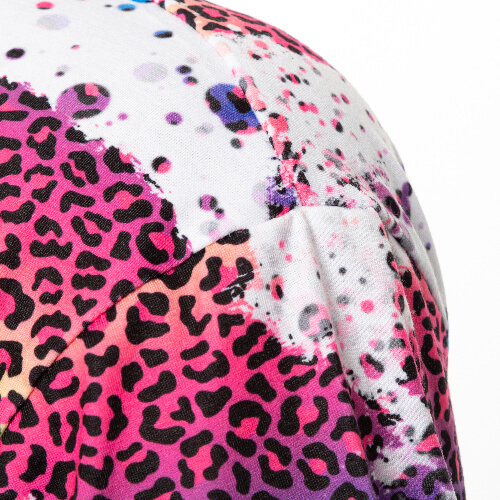 Majica kratkih rukava s izbijeljenim leopard uzorkom, divlja ljubičasta, sublimacija, nalik pamuku