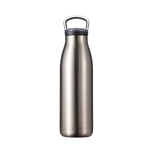 Bidon - fľaša na nápoje 500 ml s vertikálnym držadlom na sublimáciu - strieborná
