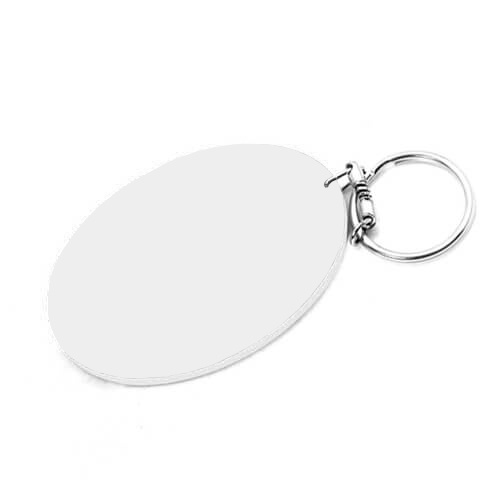 Plastic ovale sleutelhanger 80 x 55 mm wit sublimatie thermische overdracht
