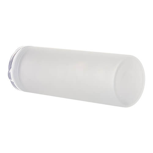 Gematteerde mok van 750 ml met een plastic deksel en een rietje voor sublimatie