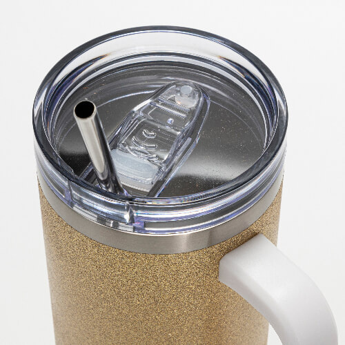 Brocade stainless steel cup 1200 ml with lid and straw for sublimation - gold