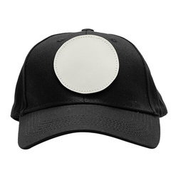 Casquette de baseball en coton avec patch velcro rond pour sublimation - noir