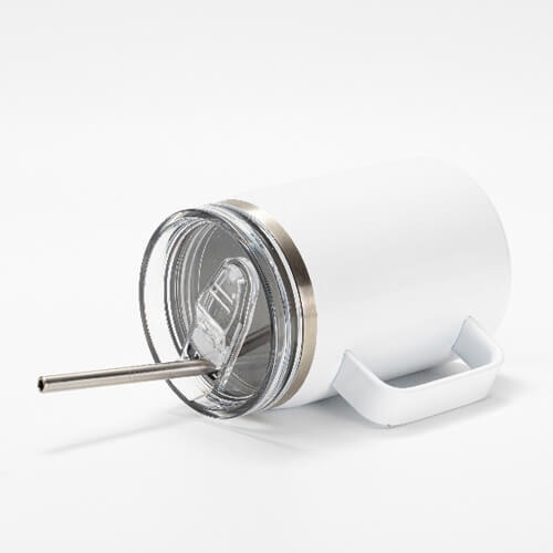 Wine mug 900 ml with waterproof lid and straw for sublimation - white