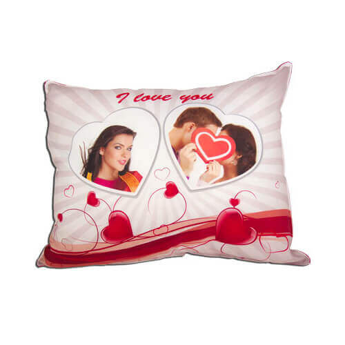 Two-colour satin cover 55 x 40 cm for sublimation printing - Two hearts