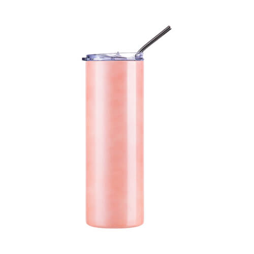 600 ml vrč s slamico za sublimacijo - pod vplivom toplote spremeni barvo iz oranžne v rumeno