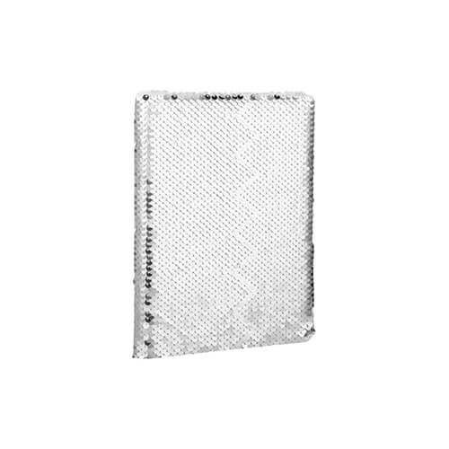 A5 noteszfüzet borítóval, kétszínű flitterekkel, szublimációhoz - ezüst színű