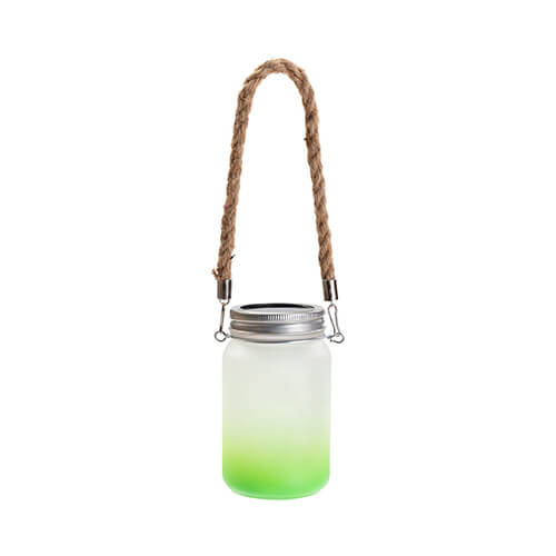 Lanternă 450 ml cu mâner de sfoară - gradient verde