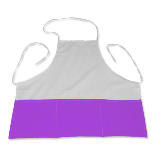 Tablier de cuisine blanc avec poches violettes Sublimation Transfert Thermique