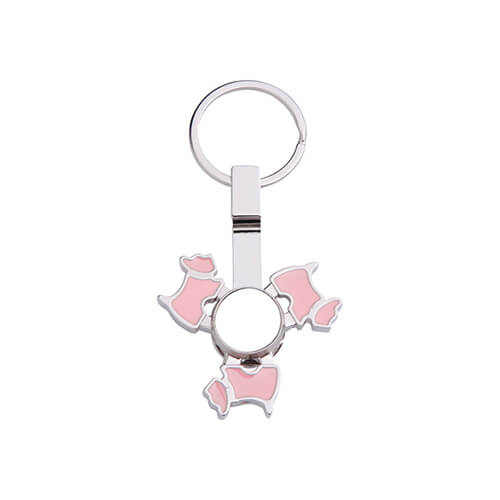 Metalen sleutelhanger - spinner voor sublimatie - Hond - roze