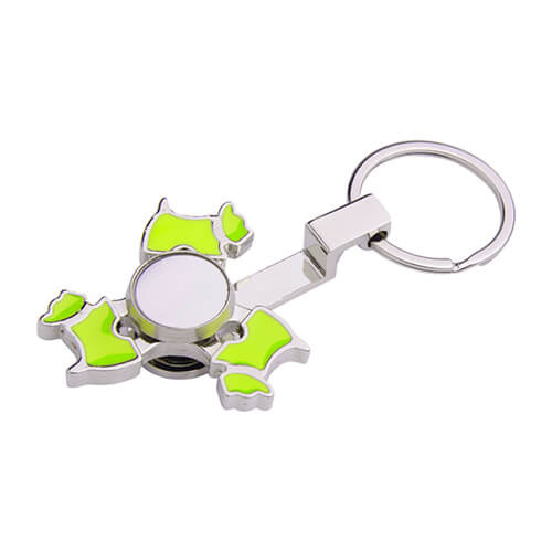 Metal keyring - spinner for sublimation - Dog - green