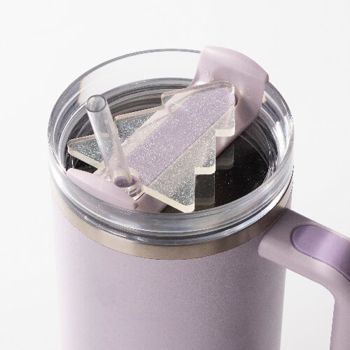 Akryylinen nimikyltti 1200 ml mukiin, jossa on glitteriä sublimaatiota varten - joulukuusi