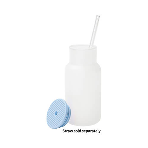 Mug - Sticlă de 550 ml pentru sublimare cu capac albastru