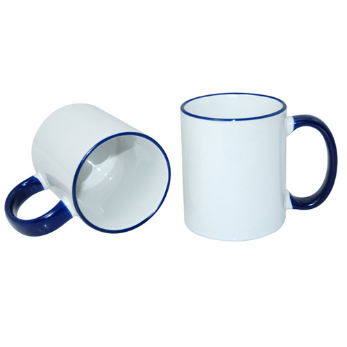 ECO mugg 330 ml med marinblått handtag Sublimation Thermal Transfer