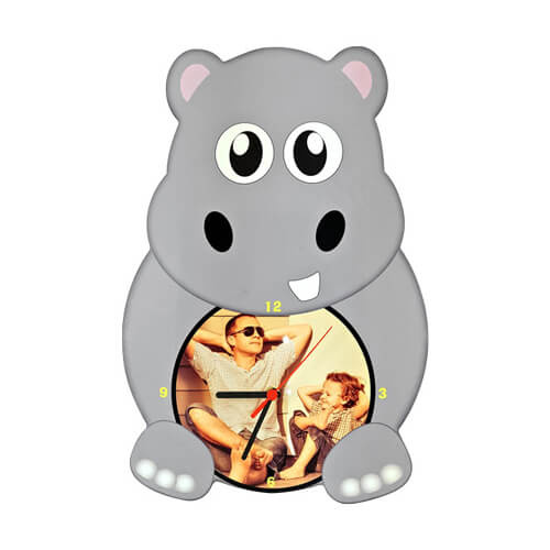 Viseći sat od MDF-a - Nilski konj - Sublimacijski termo transfer