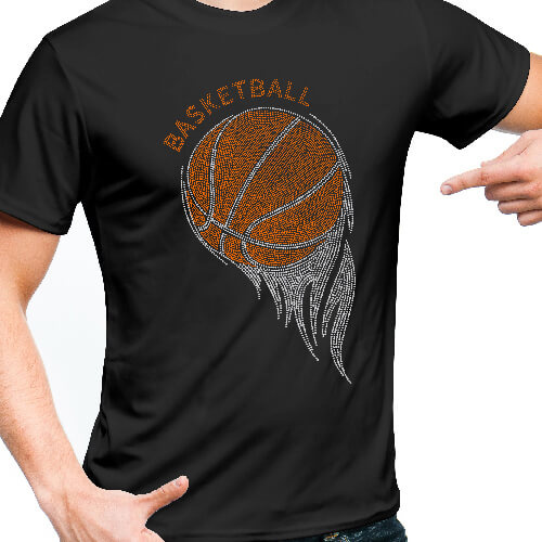 Lámina con zirconia cúbica para transferencia térmica - baloncesto