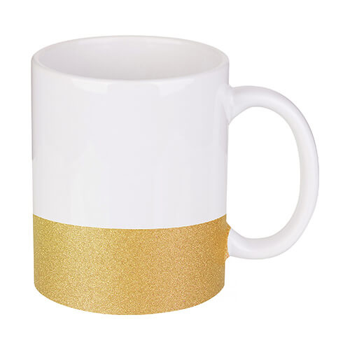 Taza de 330 ml con correa brillante para impresión por sublimación - dorado