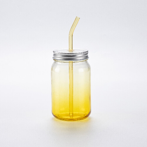 Paille en verre bombée 20 cm - jaune