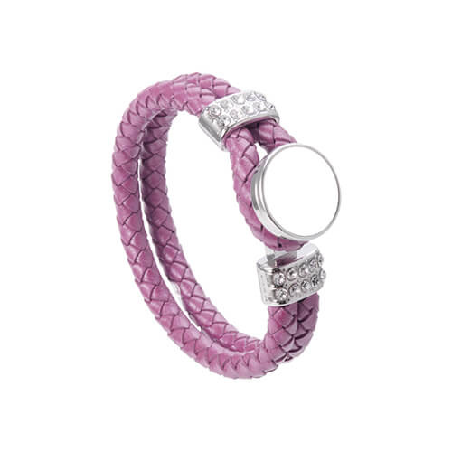 Leather braided bracelet with ring - purple Sublimation