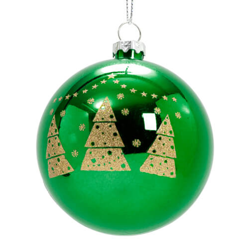 Kerstboom kerstbal Ø 8 cm voor sublimatie - groen - gouden kerstboom