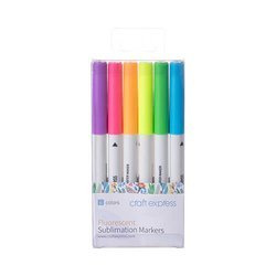 Craft Express Joy sublimaatiomarkkerit - 6 fluoresoivaa väriä