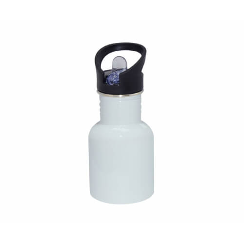 Witte fietswaterfles met mondstuk en rietje 400 ml Sublimation Thermal Transfer