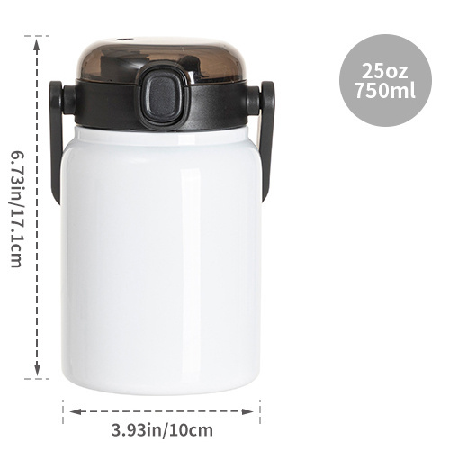 Rejseflaske i rustfrit stål 750 ml med sublimeringshåndtag - hvid