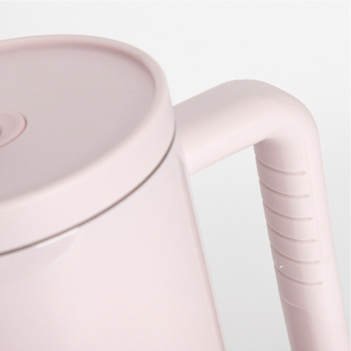 Resemugg i rostfritt stål 1200 ml med handtag och sugrör - ljusrosa