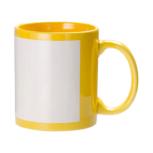 Gult 330 ml krus med hvid ramme til sublimering