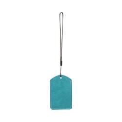 Leather luggage tag for sublimation - green dome with black string