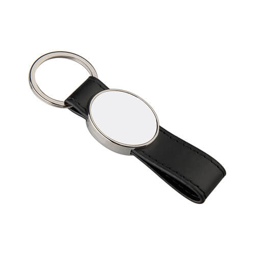 Leather and metal pendant for sublimation - oval - black