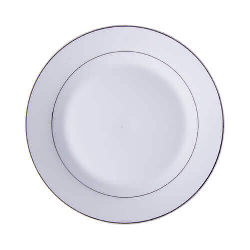 Ceramic plate 20,5 cm with silver stripe for sublimation printing