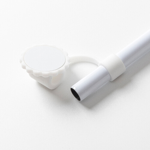 Szilikon szívószálas kupak Ø 1 cm szublimációhoz - fehér virág