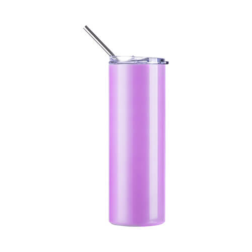 Un mug de 600 ml avec une paille pour la sublimation - changement de couleur sous l'influence des rayons UV du blanc au Violet