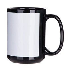 Mug noir 450 ml avec un cadre blanc pour sublimation