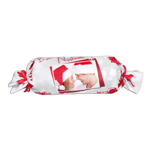 Tweekleurig satijnen kussensloop Ø 20 x 50 cm voor sublimatie - Vrolijk kerstfeest