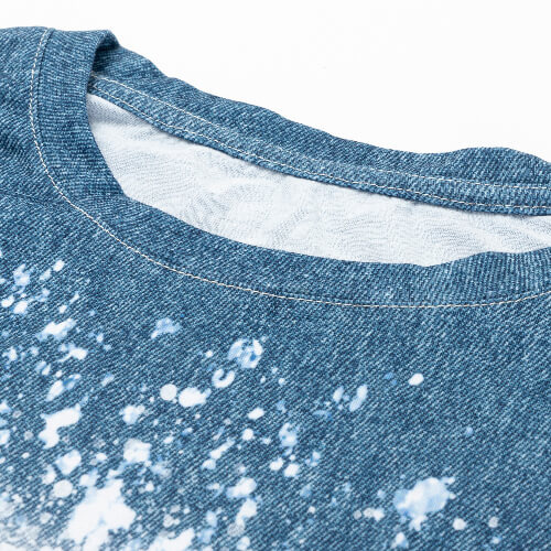 Tricou de bumbac ca de bumbac albit Starry Denim pentru sublimare
