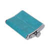 Metal hip flask 240 ml with a green leather cover for sublimation