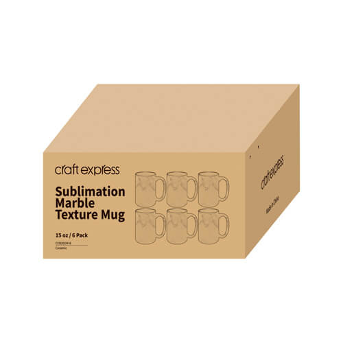 Set de 6 mugs 450 ml pour sublimation - marbre bleu