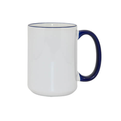 Mug blanc MAX A+ 450 ml avec anse bleu marine Sublimation Transfert Thermique