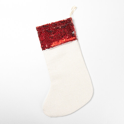 Chaussette de Noël à sequins rouges pour sublimation