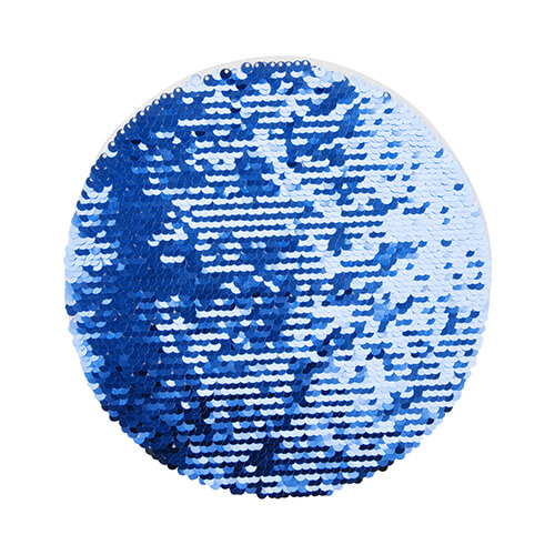 Paillettes bicolores pour sublimation et application sur textiles - cercle bleu Ø 19 sur fond blanc