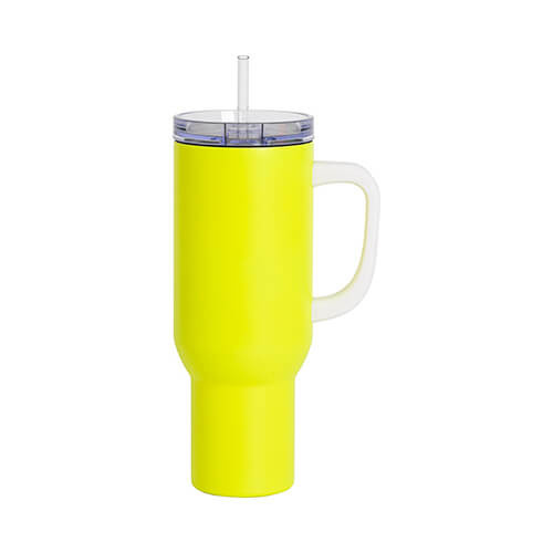 Rozsdamentes acél utazó bögre 1200 ml szublimációhoz - matt sárga neon színű