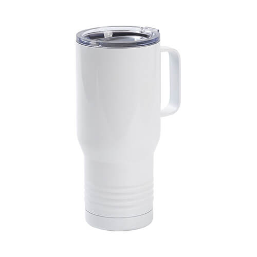 Taza de Steel inoxidable de 650 ml con asa de sublimación - blanco