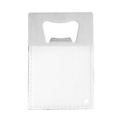 Ανοιχτήρι μπουκαλιών 5,5 x 8,5 cm από ατσάλι και δέρμα για εξάχνωση - λευκό