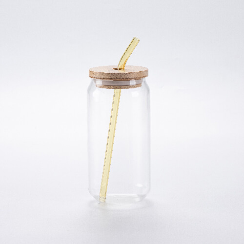 Zahnutá sklenená slamka 20 cm - žltá