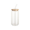 Set de 6 vasos de 550 ml con pajita y tapa de bambú para sublimación