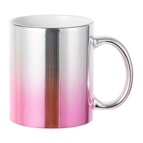330 ml krūzīte ar pārklājumu sublimācijai - sudrabaini rozā gradients