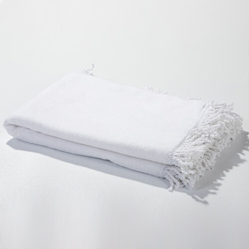 Handduk 152 x 76 cm med fransar för sublimering - vit
