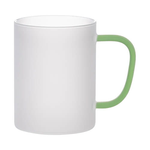 450 ml frosted glass with a light green handle for sublimation