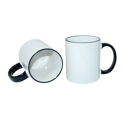 Taza A + 330 ml con asa negra Sublimación Transferencia Térmica
